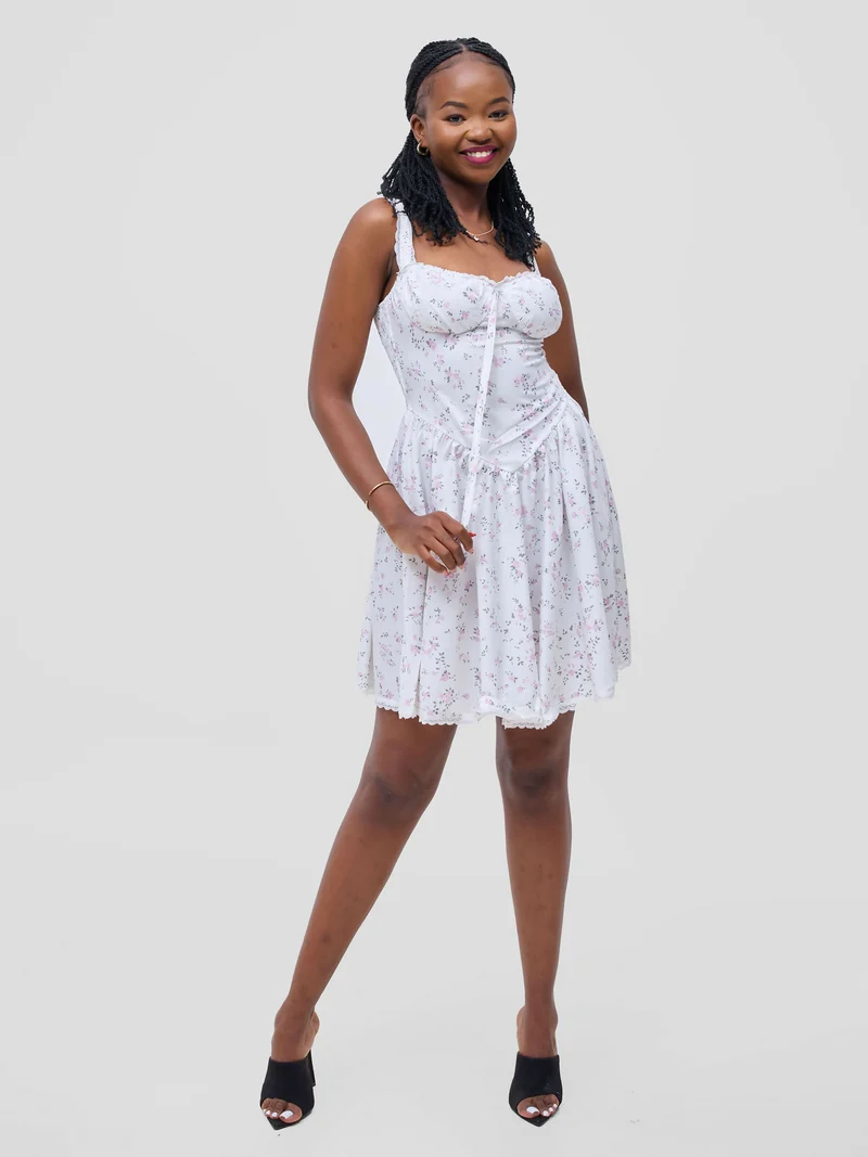 Summer Midi Dresses - White Floral