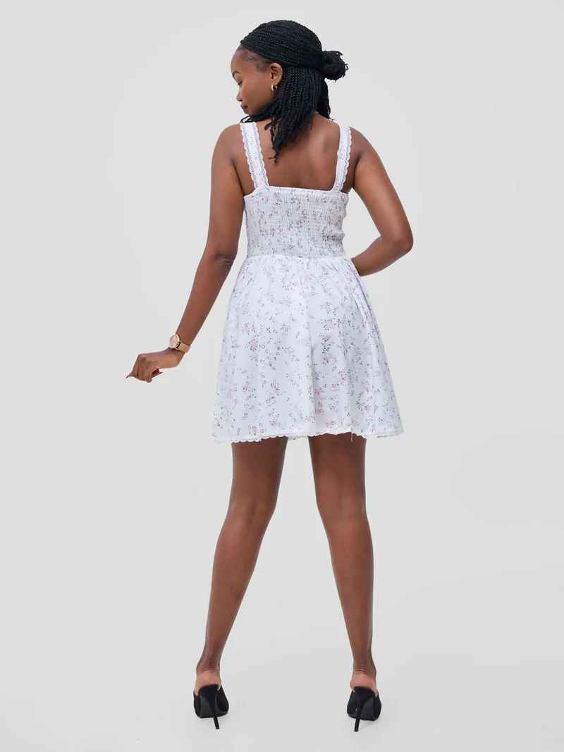 Summer Midi Dresses - White Floral