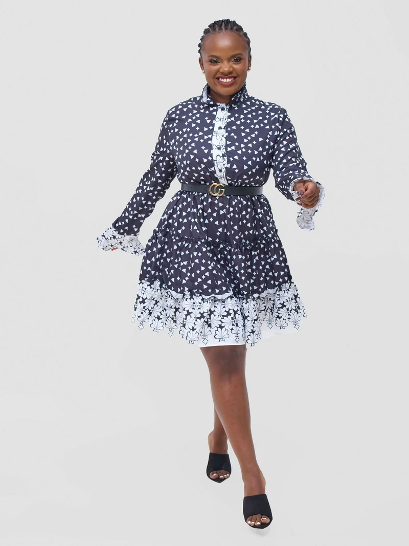 Knee Dress - Black / White