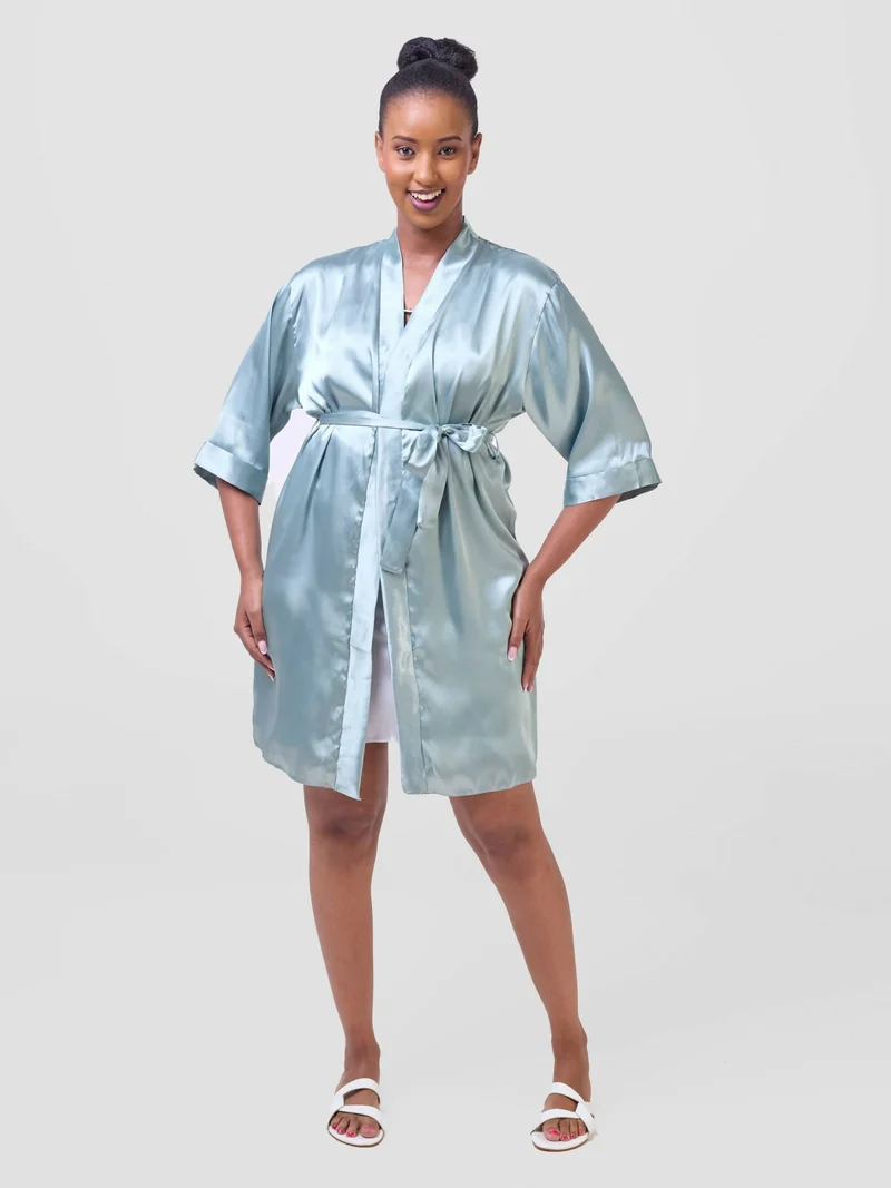 Iristyle Satin Short Robe - Mint