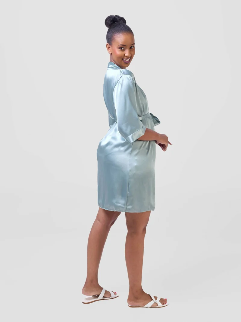 Iristyle Satin Short Robe - Mint