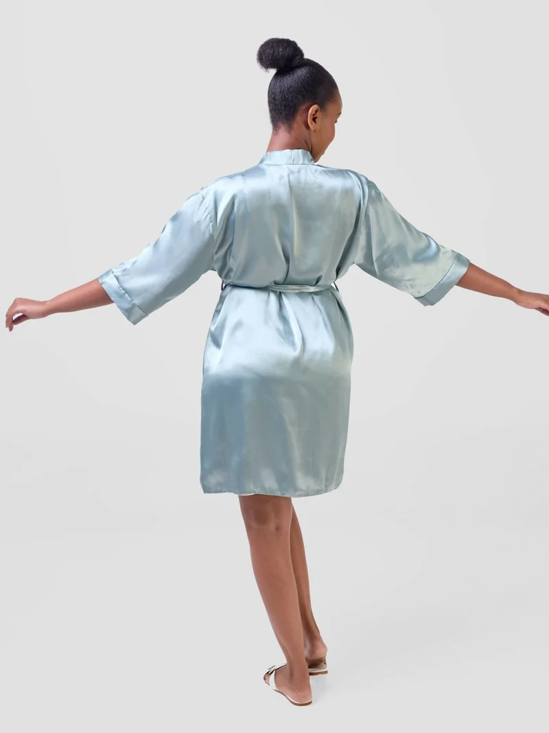Iristyle Satin Short Robe - Mint