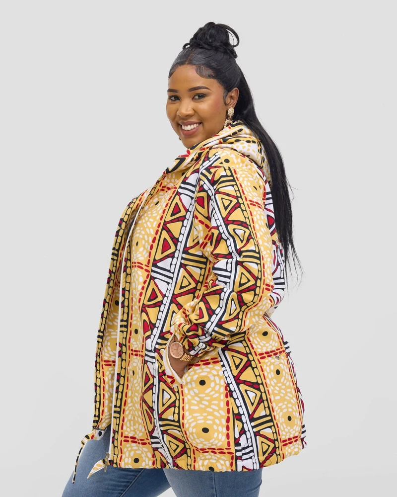 Gravio Fashions Golden Tribal Hoodie Jacket - Cream / Yellow