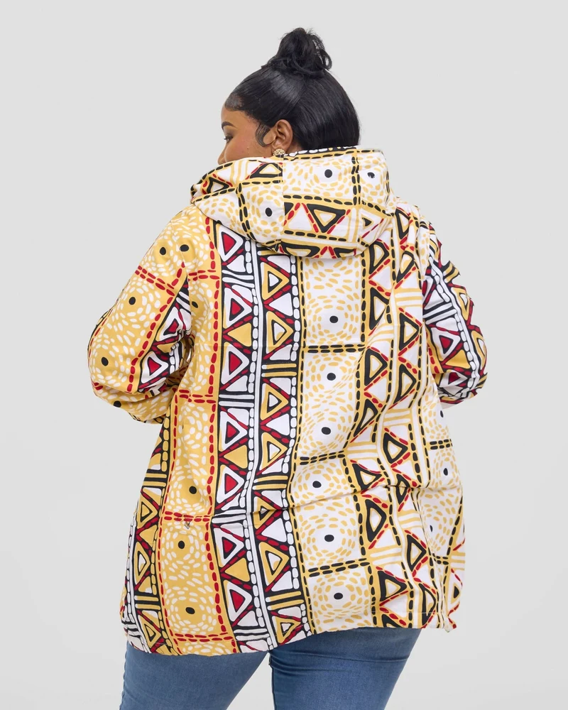 Gravio Fashions Golden Tribal Hoodie Jacket - Cream / Yellow