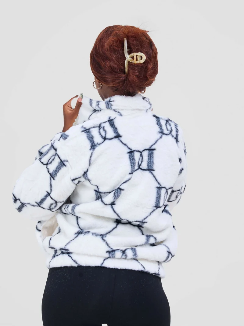 Stylish Sisters Warm Sweater Jacket - White / Black