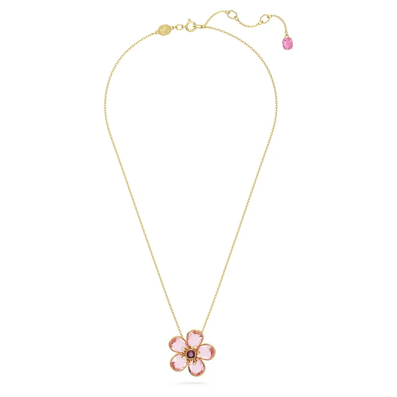 Swarovski Damen Halskette Idyllia Anhänger Blume Klein - Rosa mit Goldlegierungsschicht 5657875
