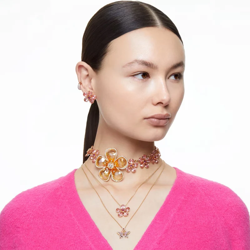 Swarovski Damen Halskette Idyllia Anhänger Blume Klein - Rosa mit Goldlegierungsschicht 5657875
