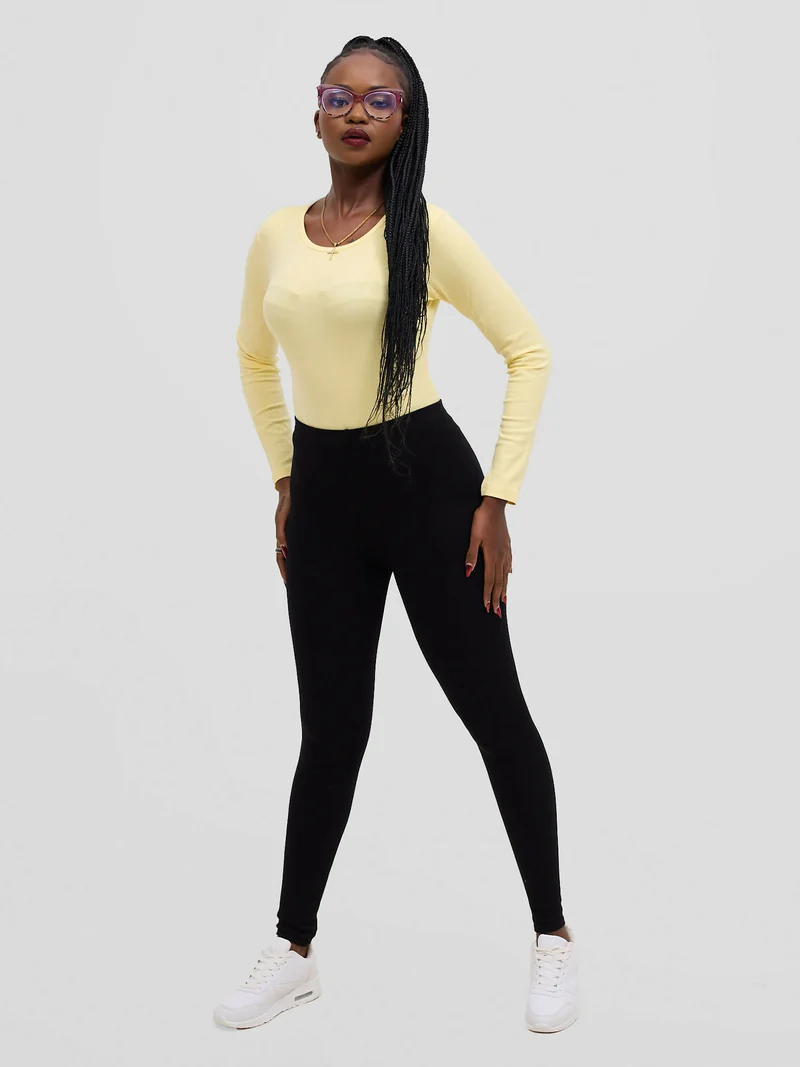 Stylish Sisters Long Sleeved Cotton Round Neck Bodysuit - Cream