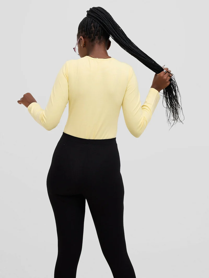 Stylish Sisters Long Sleeved Cotton Round Neck Bodysuit - Cream