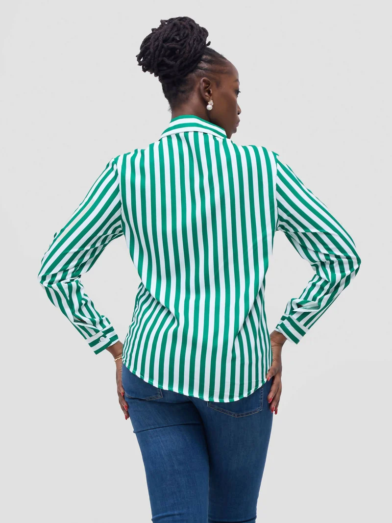 Stylish Sisters Stripped Official & Casual Shirt - Green / White
