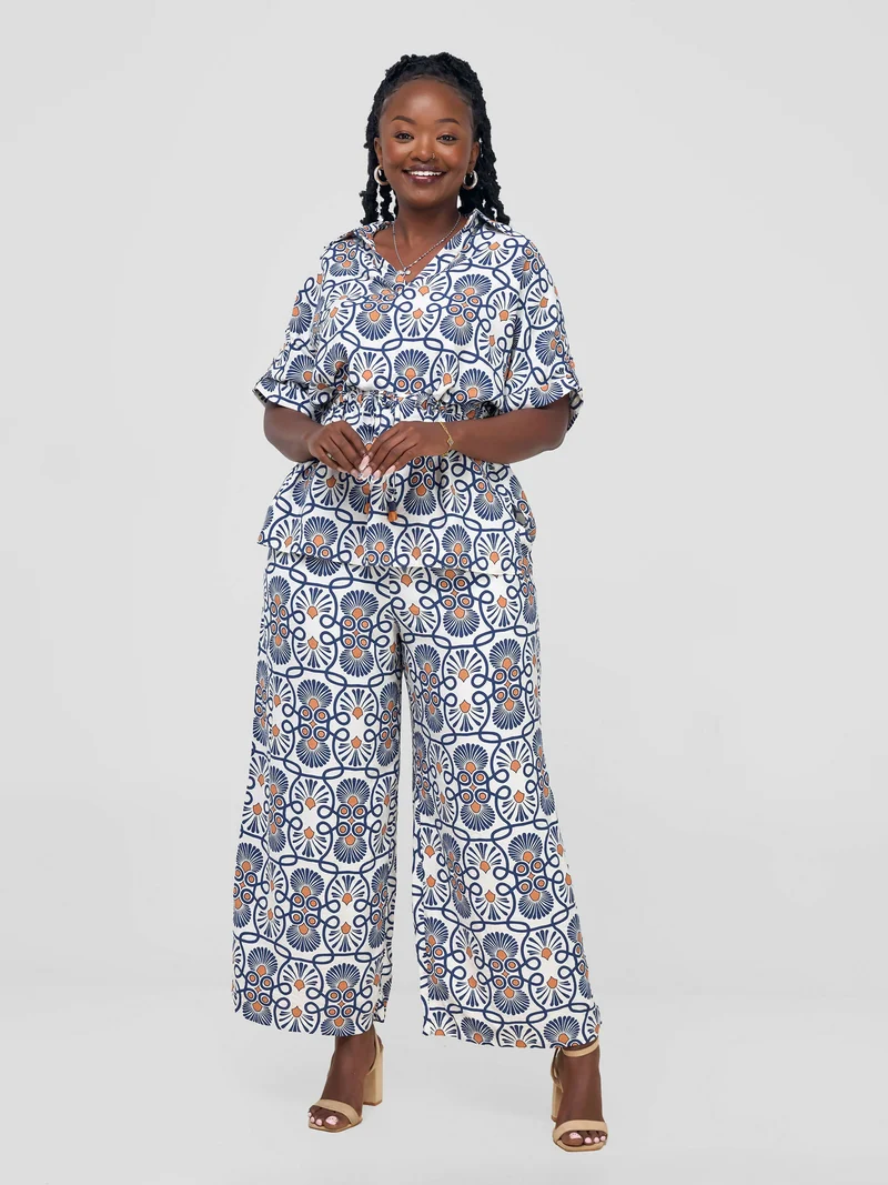Snatched Wardrobe Swan 2 Piece Set - Blue Print