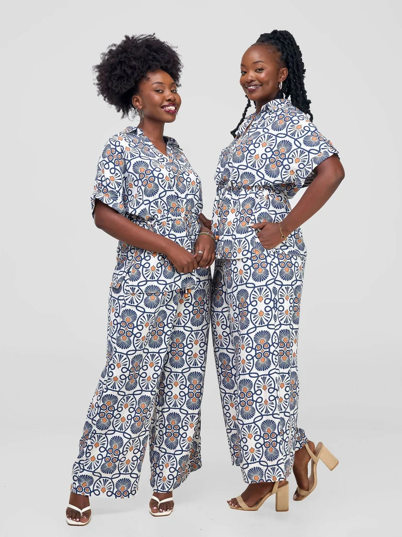 Snatched Wardrobe Swan 2 Piece Set - Blue Print