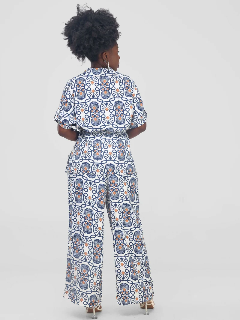Snatched Wardrobe Swan 2 Piece Set - Blue Print