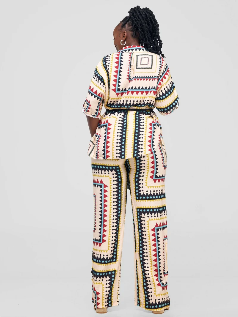 Snatched Wardrobe Swan 2 piece Set - Cream / Multicolored