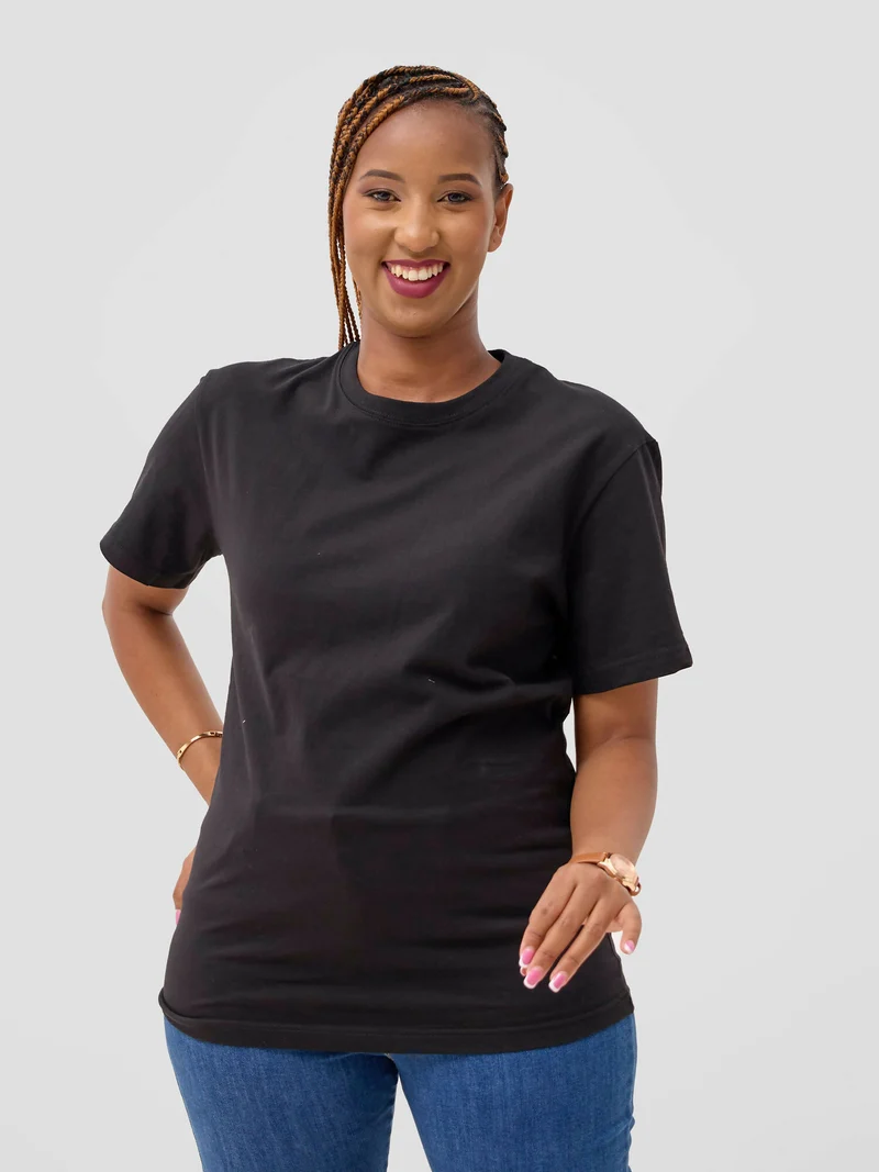 Zuria Fashions Unisex Roundneck T-shirt - Black
