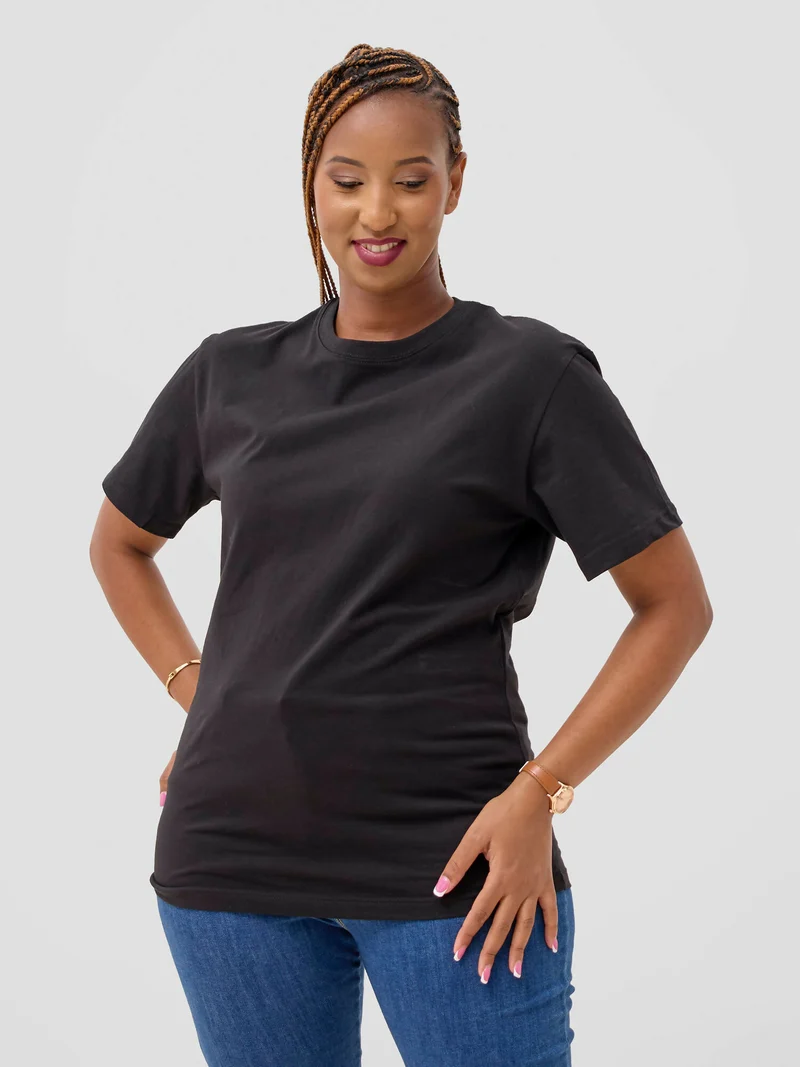 Zuria Fashions Unisex Roundneck T-shirt - Black