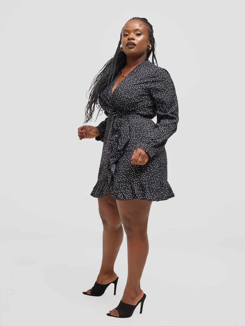 Eyane Africa Starry Night Wrap Dress - Black