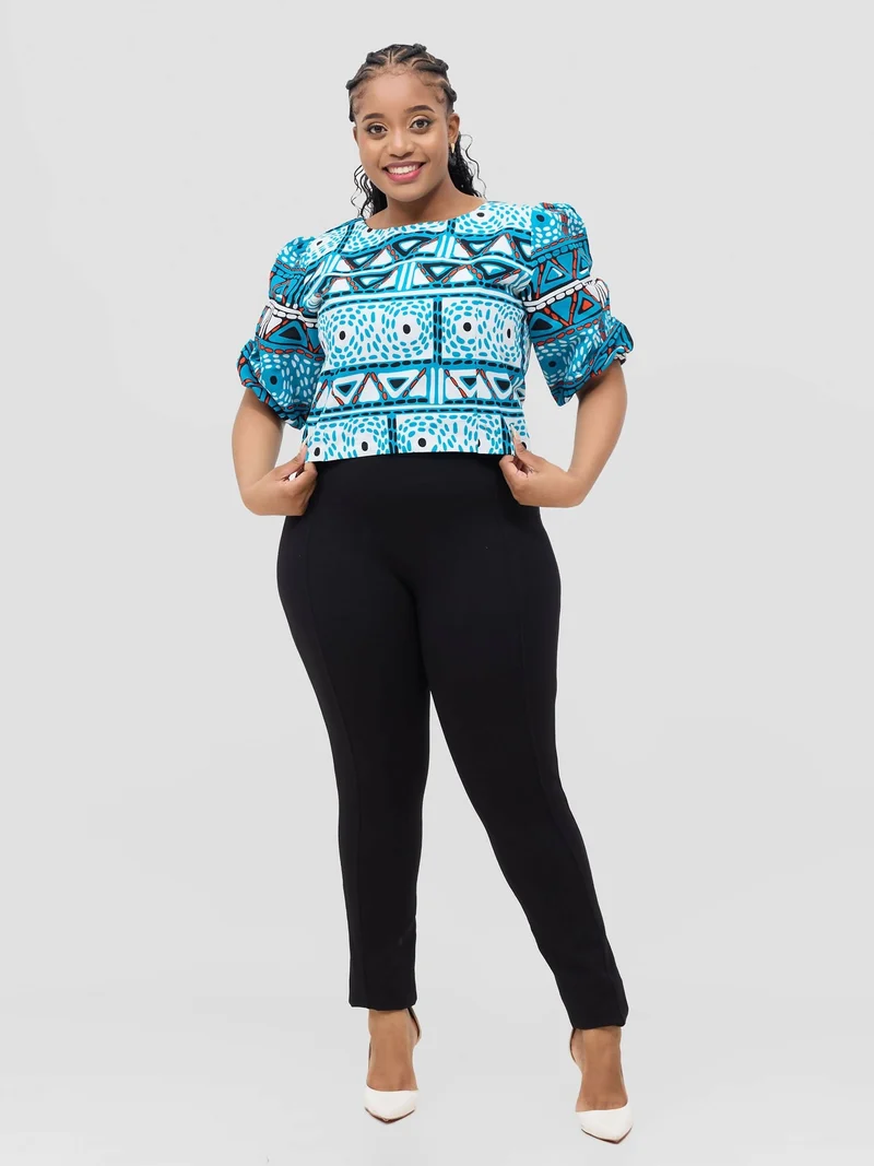 Lale Fancy Ankara Top - Blue