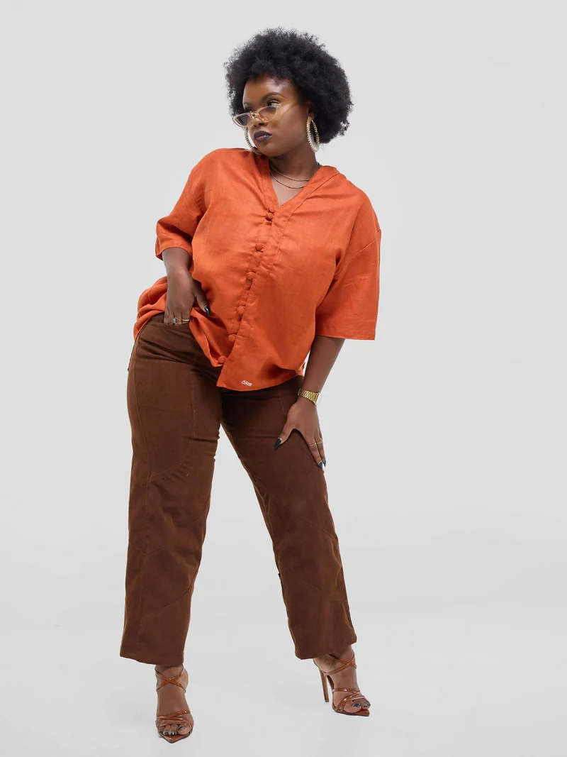 Kalungi Shwari Shirt Top - Burnt Orange