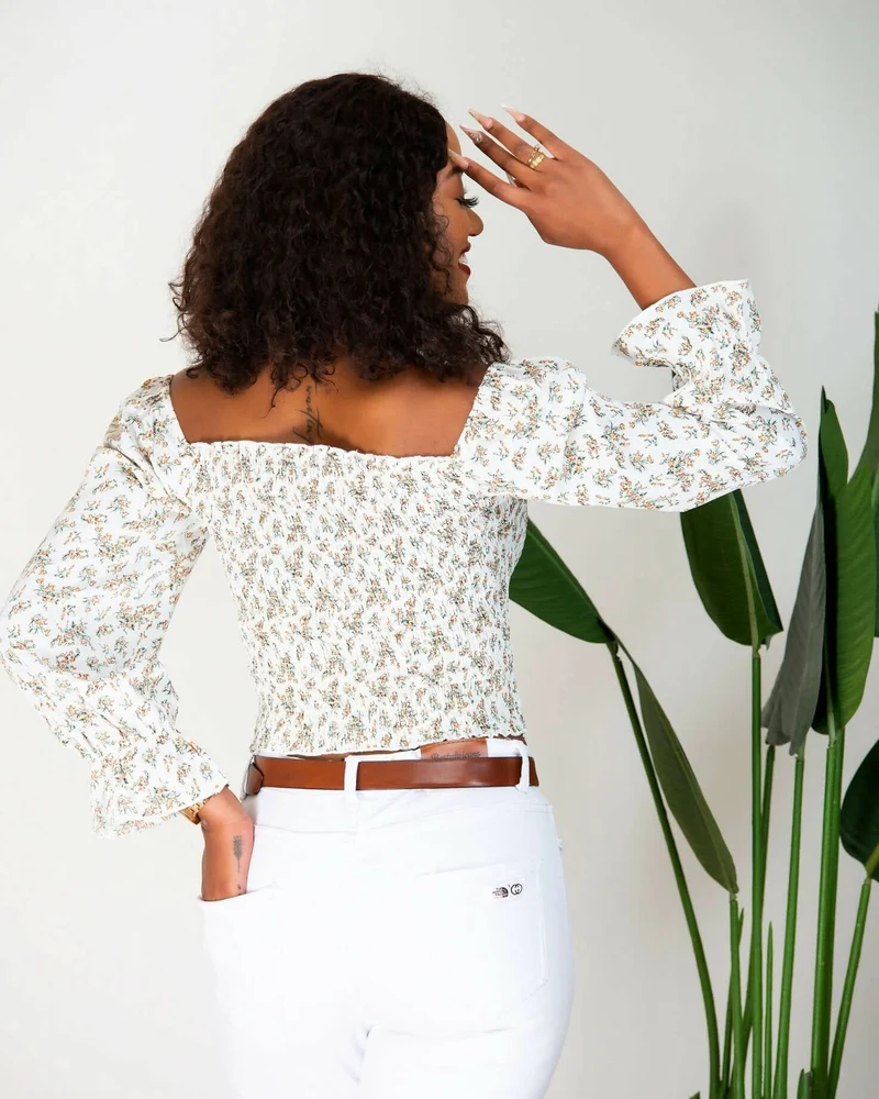 WSC Pambo Nalani Zephie Long Sleeve Crop Top - White