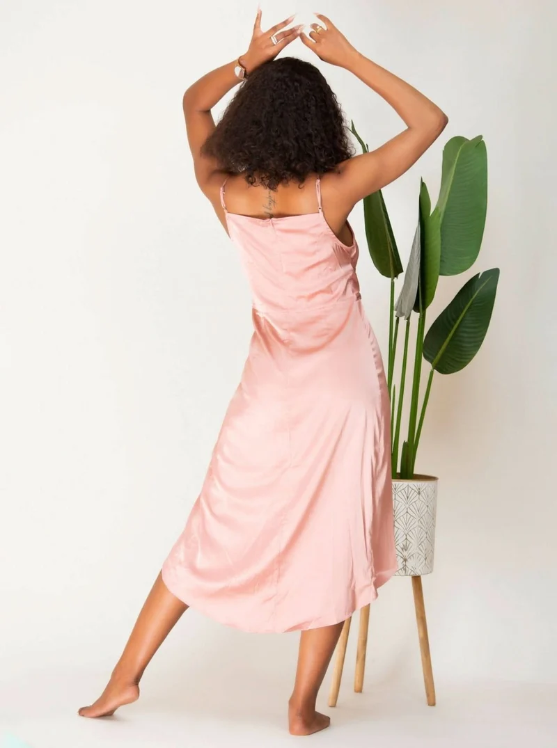 WSC Pambo Nalani Malkia Front Tie Slip Dress - Pink