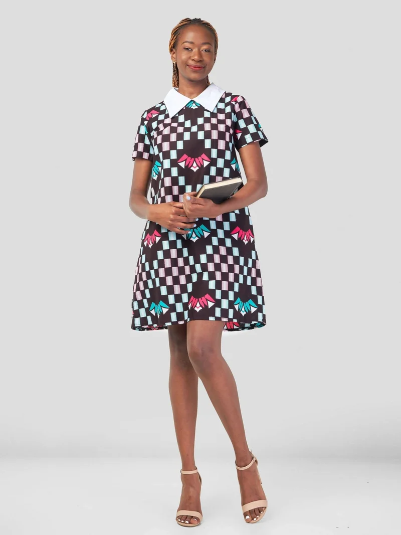 Gravio Fashions Squared A Dress - Brown