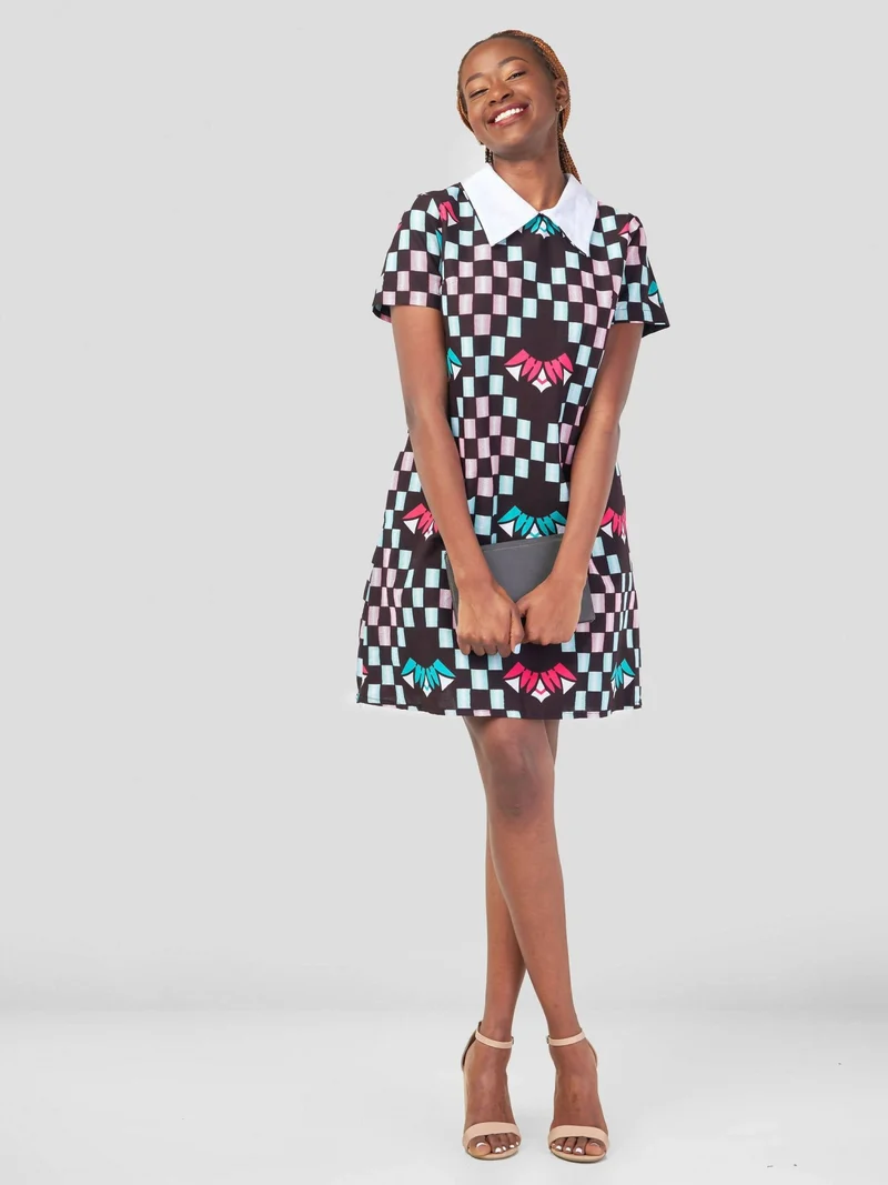 Gravio Fashions Squared A Dress - Brown