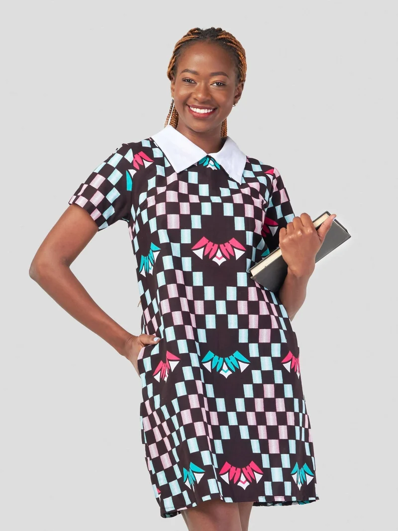 Gravio Fashions Squared A Dress - Brown