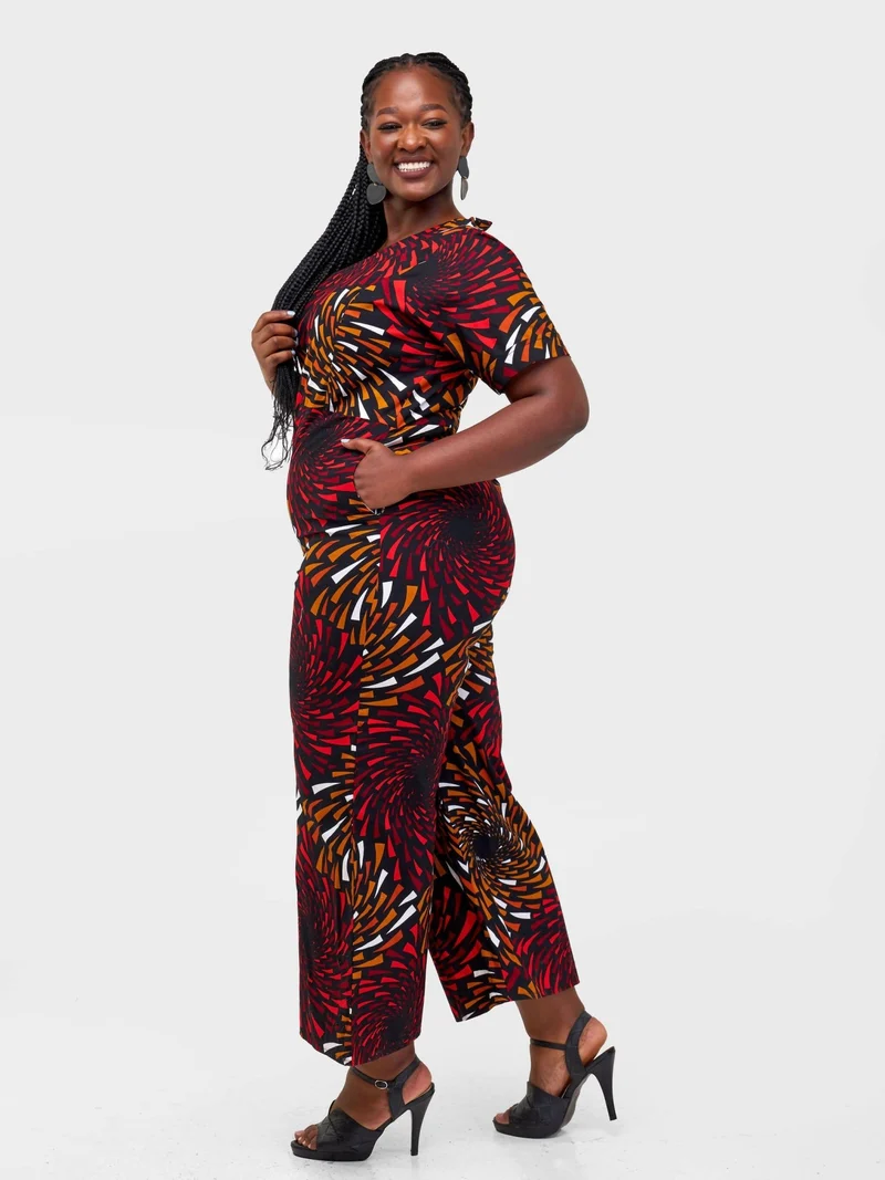 Gravio Fashions Spiral Jumpsuit - Red