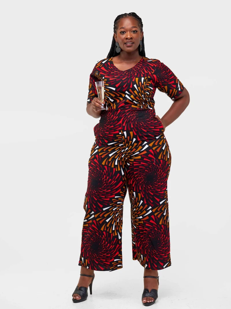 Gravio Fashions Spiral Jumpsuit - Red