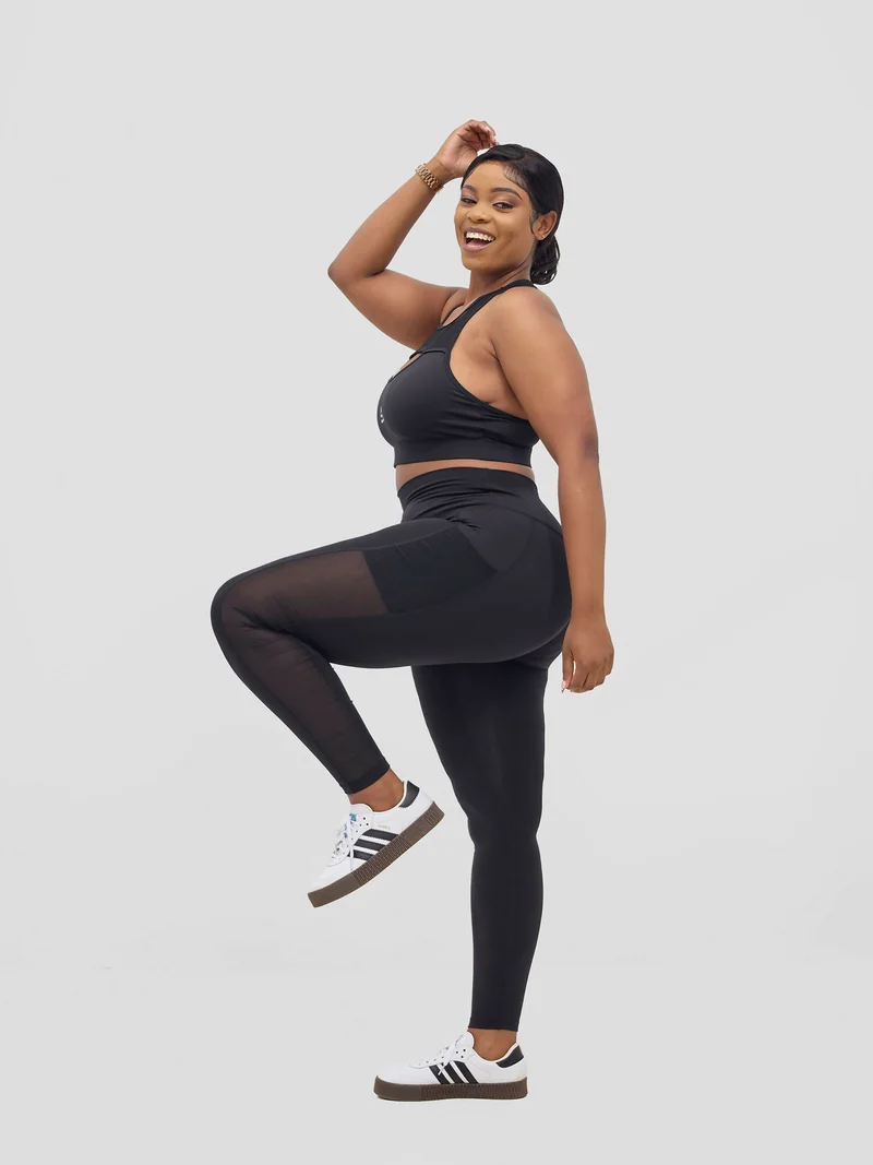 Rotator Active Wear Leggings & Sports Bra Set - Black