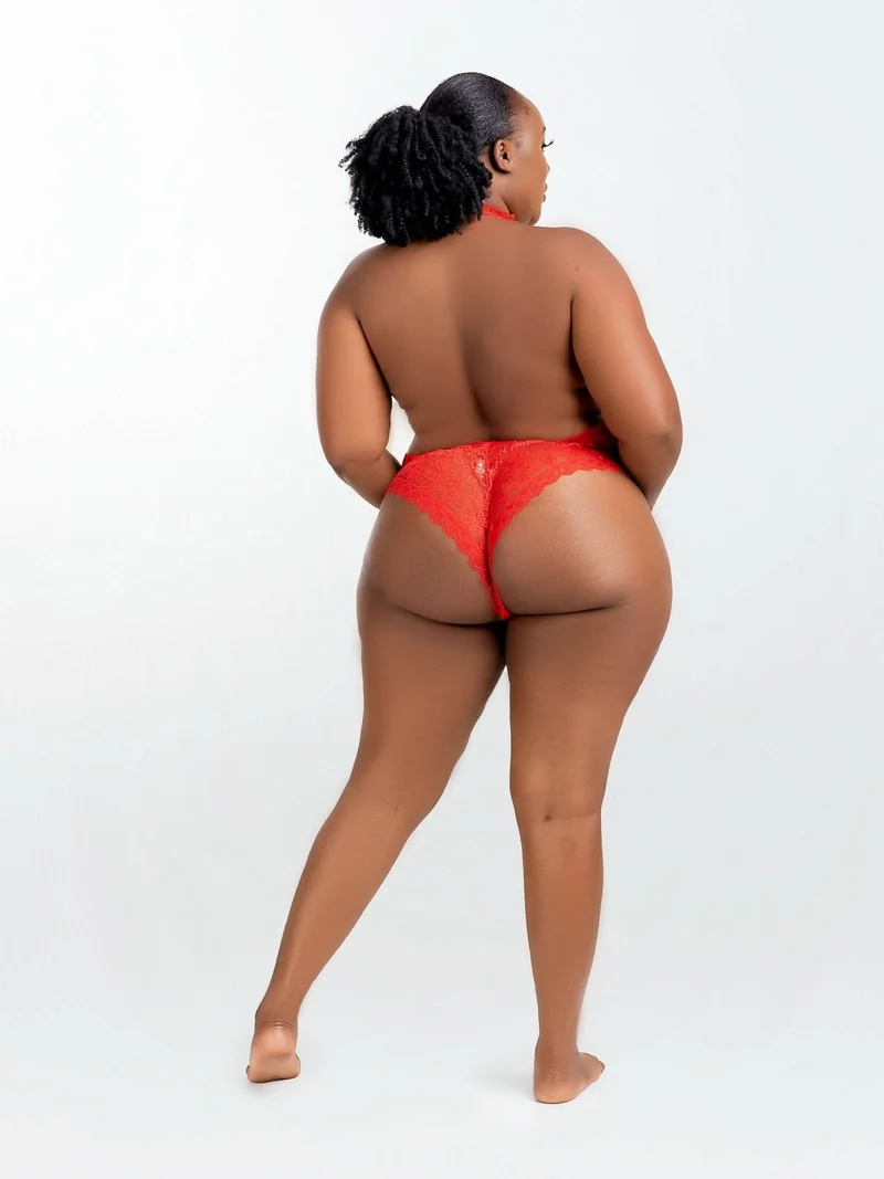IntimatesKenya Exquisite Lace Open Cup Bodysuit-Red