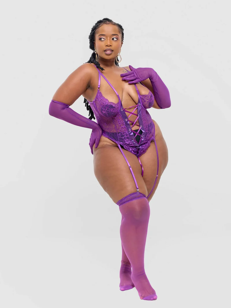 Fashion Palette Nyadhi Garter Lingerie - Purple
