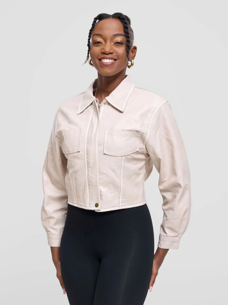 Stylish Sisters Leather Jacket - Cream