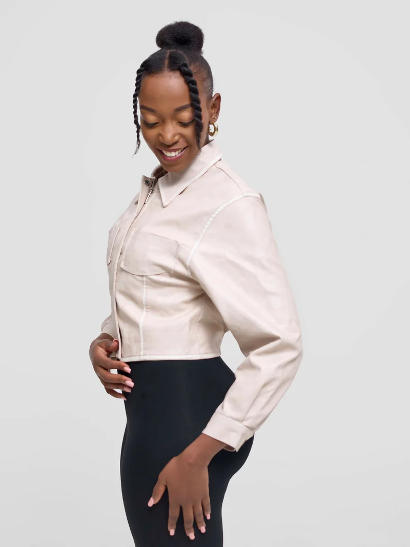 Stylish Sisters Leather Jacket - Cream