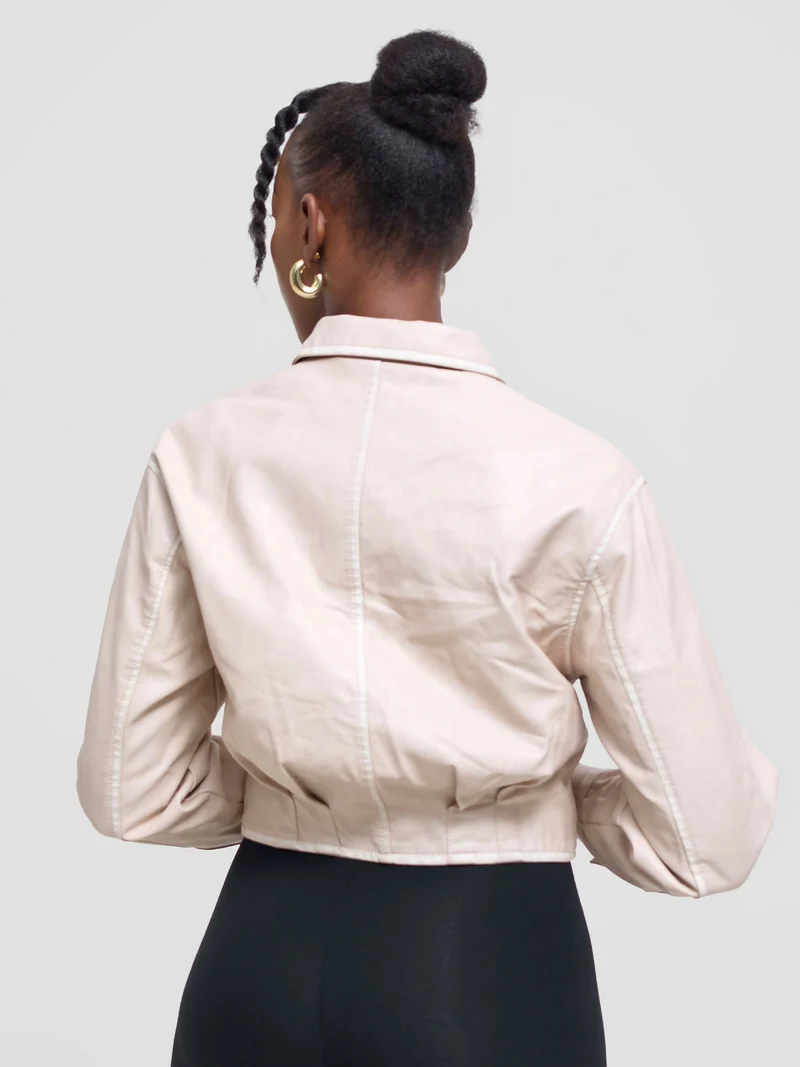 Stylish Sisters Leather Jacket - Cream