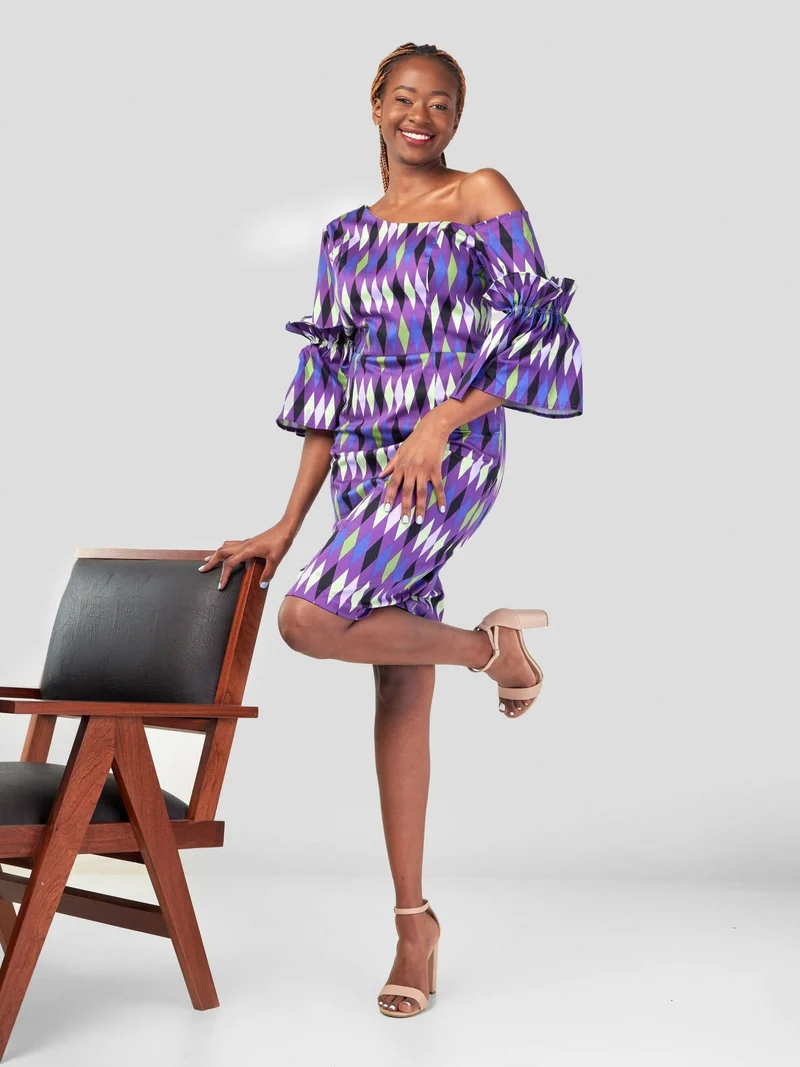Gravio Fashions Purple Rain Ankara Dress - Multicolored