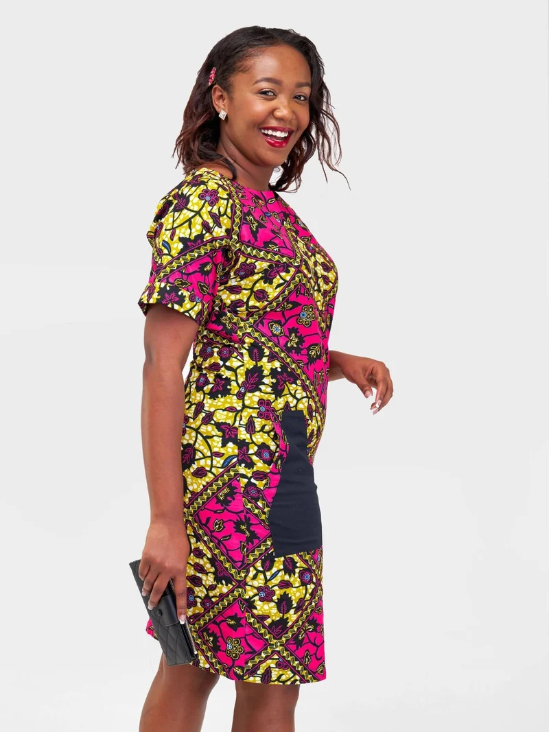 Gravio Fashions Dashiki Dress - Pink