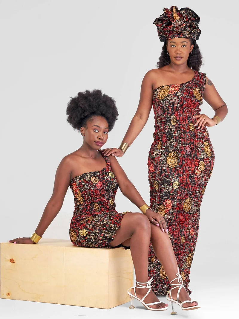 Tuliana Ankara Stretch Short Dress - Orange