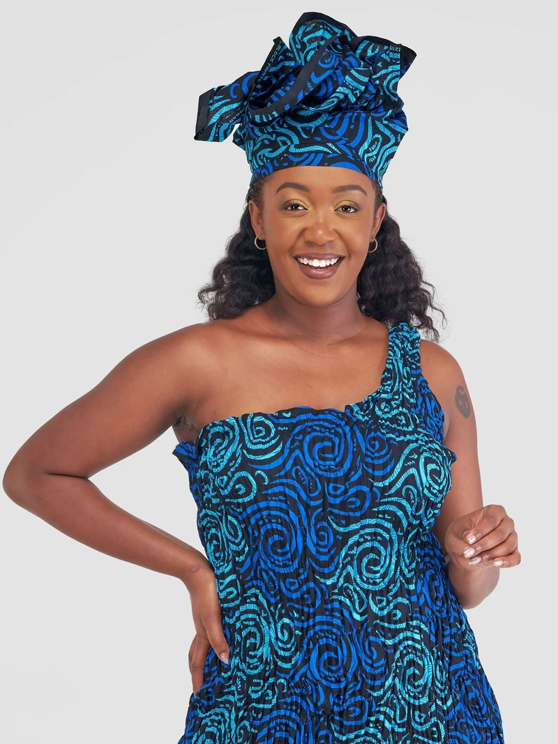 Lianda Ankara Stretchy Dress - Blue