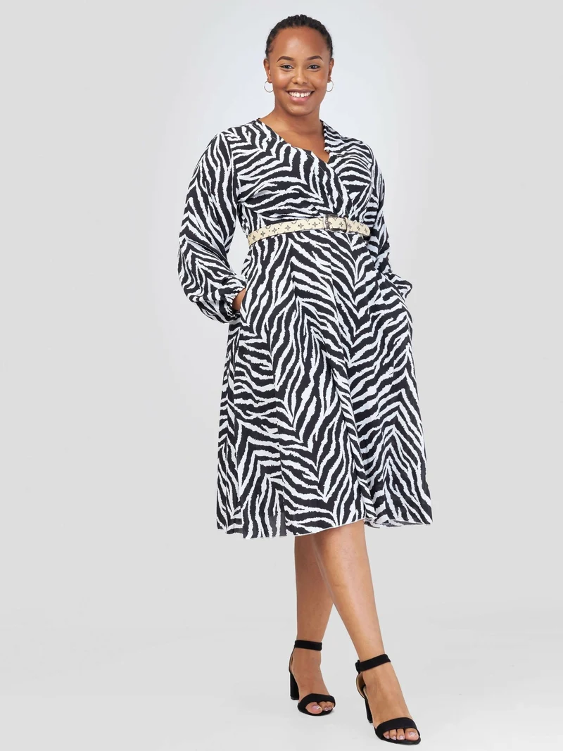 Home Of Colors Zebra Print Dress - Black / White