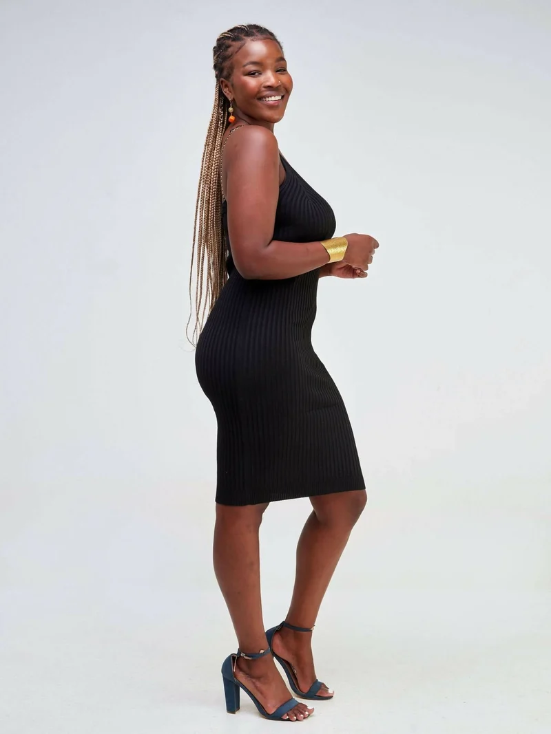 Home Of Colors Plus Size Ribbed Dress - Black
