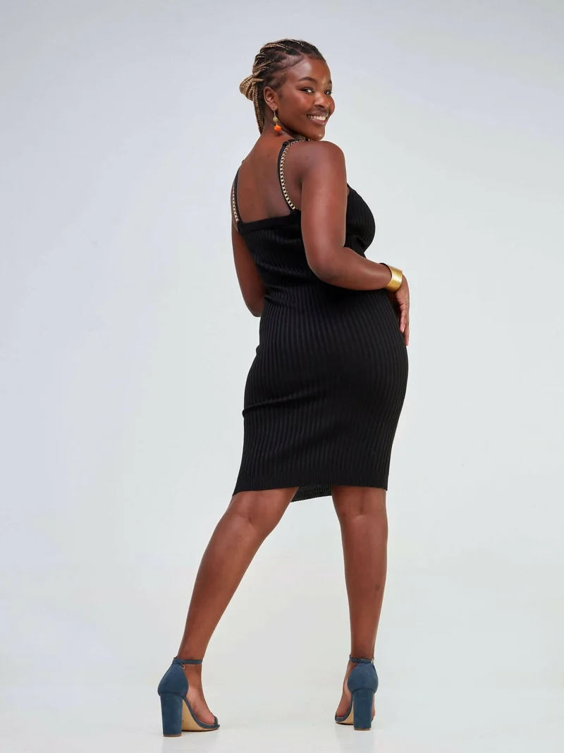 Home Of Colors Plus Size Ribbed Dress - Black