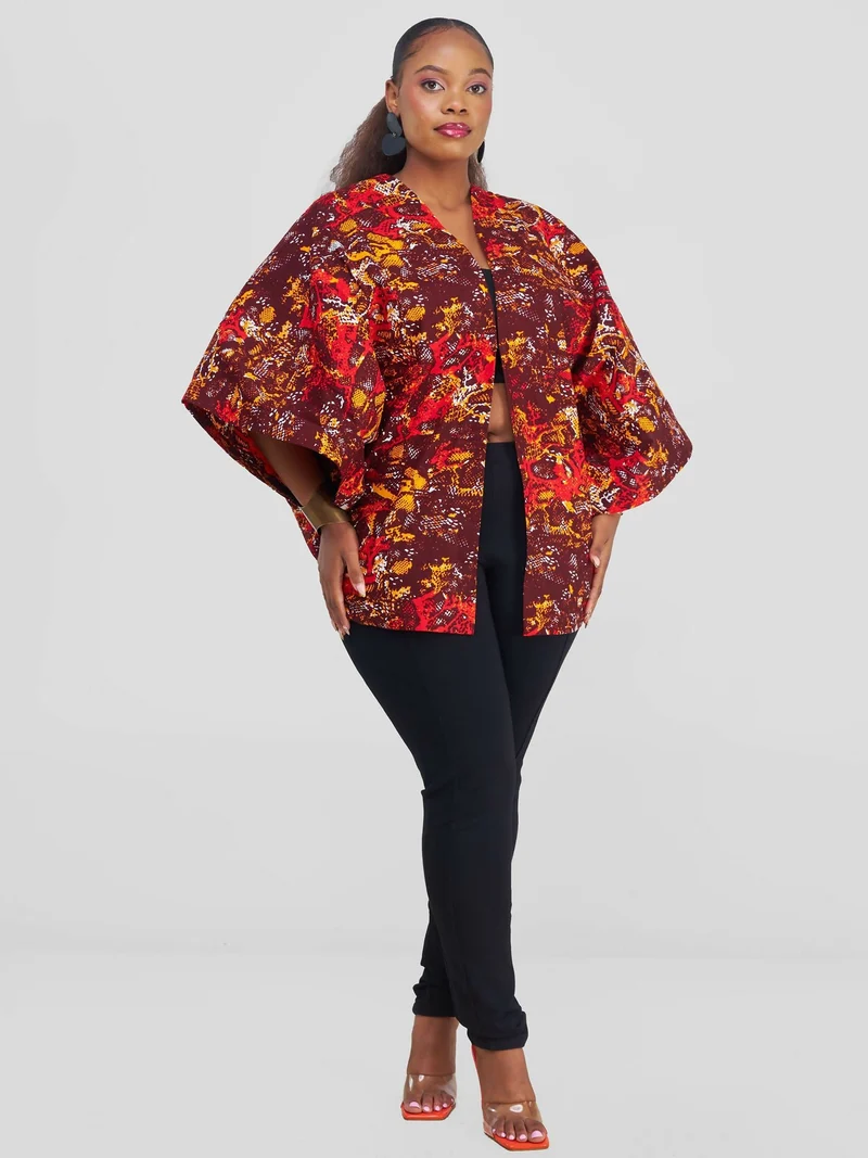 Short Sienna Sunset Kimono - Brown