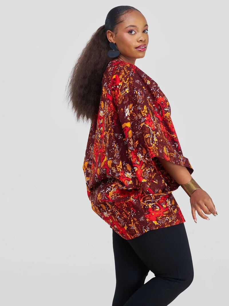 Short Sienna Sunset Kimono - Brown