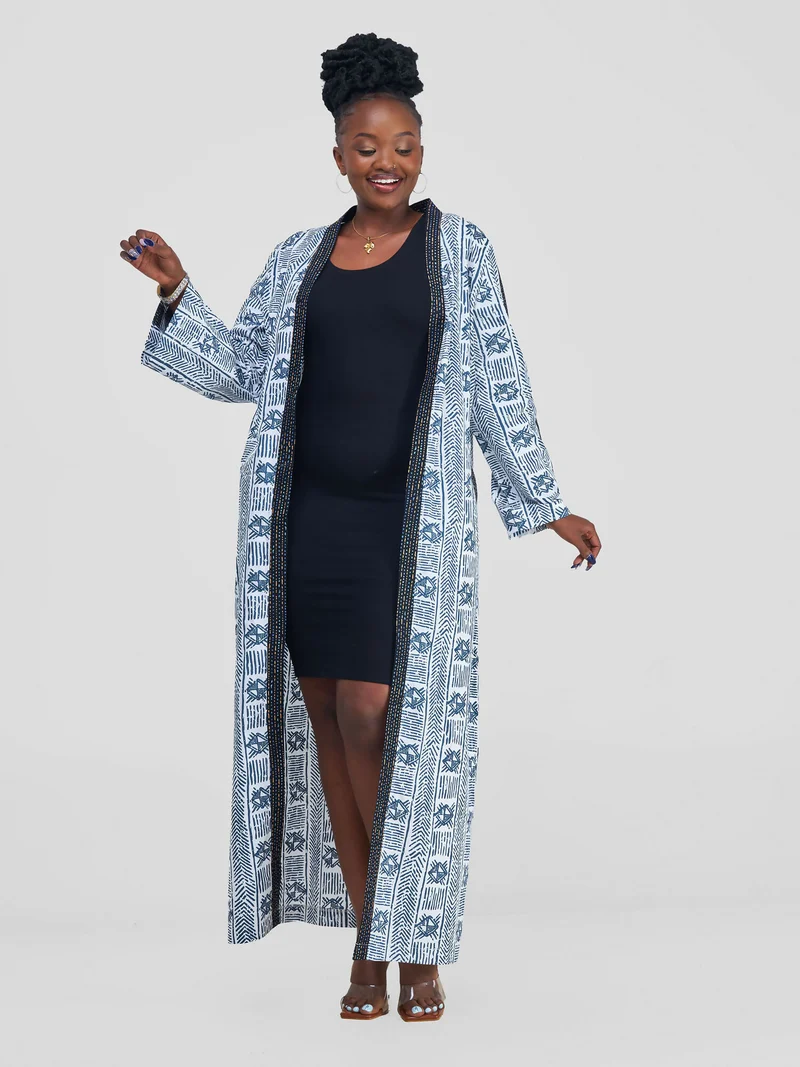 Long Savannah Spirit Kimono - Black / White