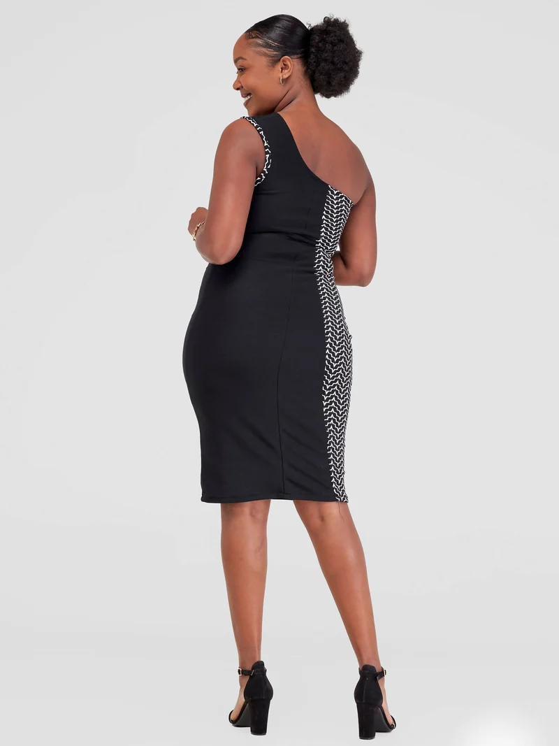 Juka Closet One Shoulder Dress - Black / White