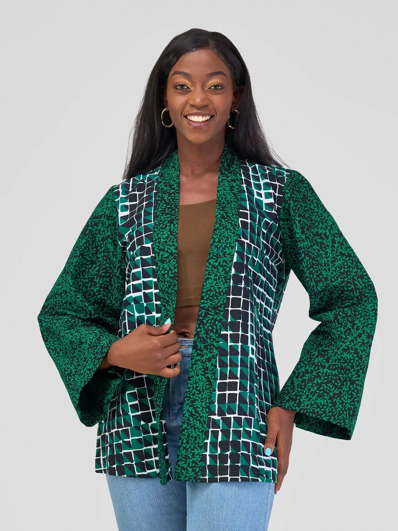 Marumara Creations Kijani Half Kimono - Green