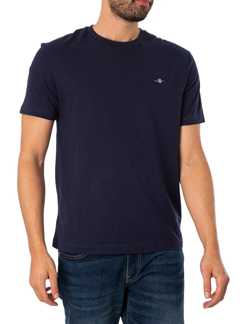 Rundhals T-Shirt blau (L|blau)