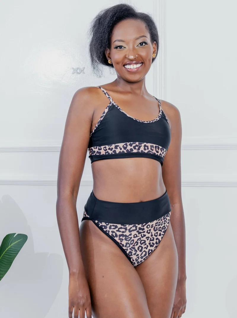 Shells Attic Swimwear Suit Bikini - Black Print